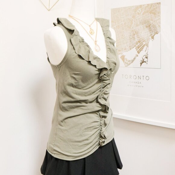 Sage Green Ruffle Neck Tank Top 🫒 ESPRIT - Picture 2 of 8